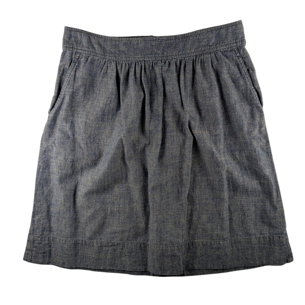 Eileen Fisher Chambray Skirt A-Line Pockets Casual Hemp Blend Blue Size S